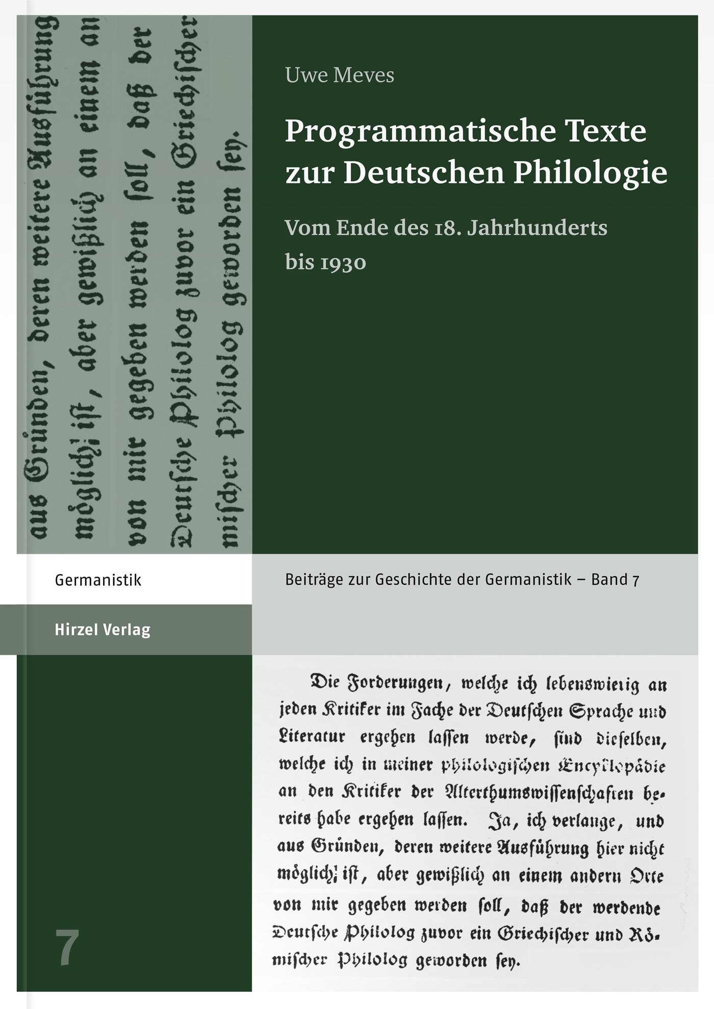 Programmatische Texte zur Deutschen Philologie